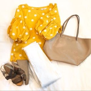 Polka Dot Puff Sleeve Top